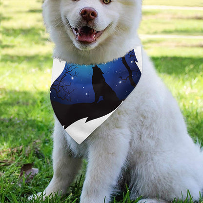 Night Forest Wolf Spirit Print Over The Collar Dog Bandana
