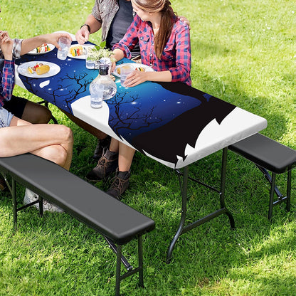 Night Forest Wolf Spirit Print Picnic Table Cover