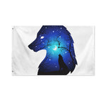 Night Forest Wolf Spirit Print Polyester Flag