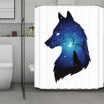 Night Forest Wolf Spirit Print Polyester Shower Curtain
