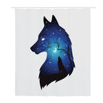 Night Forest Wolf Spirit Print Polyester Shower Curtain