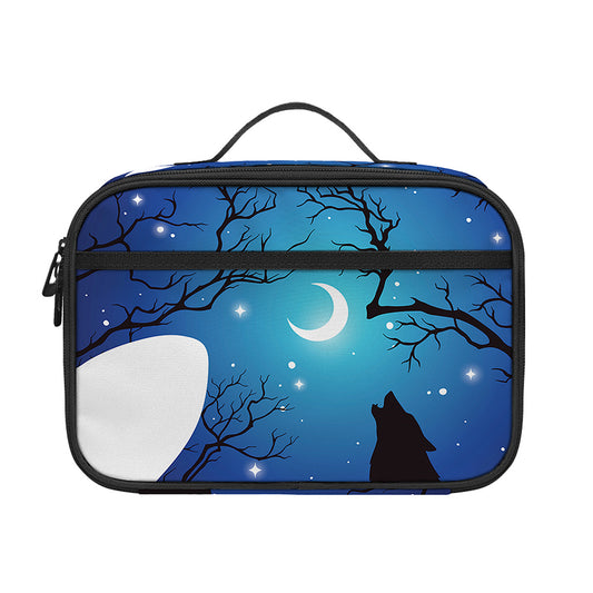 Night Forest Wolf Spirit Print Portable Lunch Bag