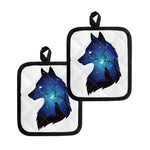 Night Forest Wolf Spirit Print Pot Holders