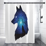 Night Forest Wolf Spirit Print Premium Shower Curtain