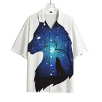 Night Forest Wolf Spirit Print Rayon Hawaiian Shirt