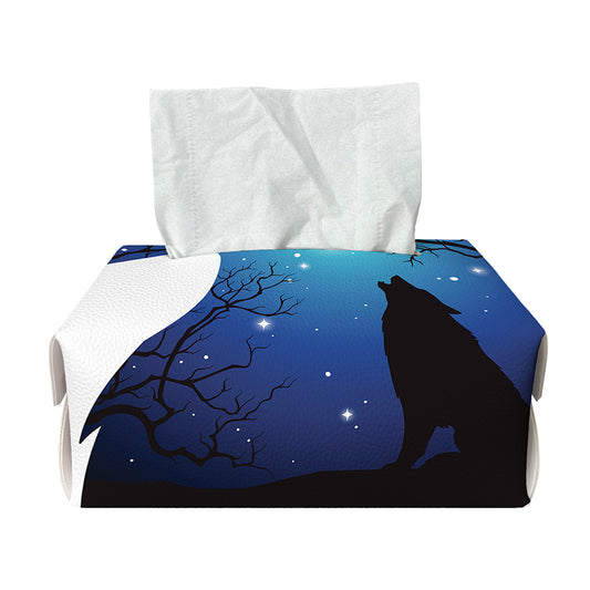 Night Forest Wolf Spirit Print Rectangle Tissue Box Cover