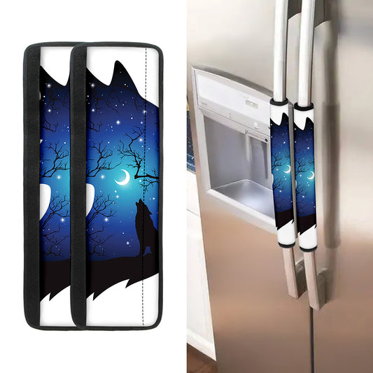 Night Forest Wolf Spirit Print Refrigerator Handle Covers