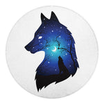 Night Forest Wolf Spirit Print Round Blanket