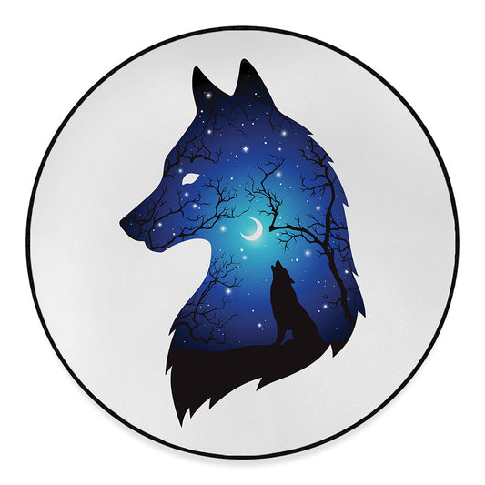 Night Forest Wolf Spirit Print Round Floor Mat