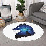 Night Forest Wolf Spirit Print Round Rug