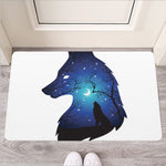 Night Forest Wolf Spirit Print Rubber Doormat