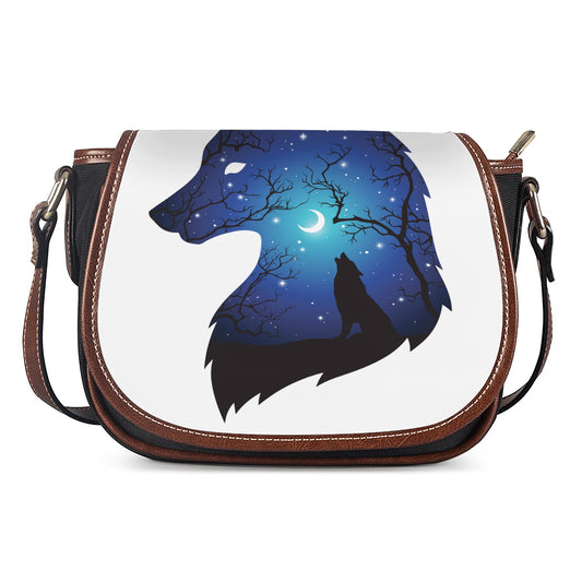 Night Forest Wolf Spirit Print Saddle Bag
