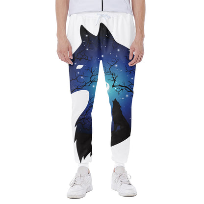 Night Forest Wolf Spirit Print Scuba Joggers