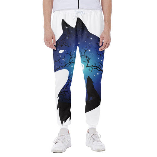 Night Forest Wolf Spirit Print Scuba Joggers
