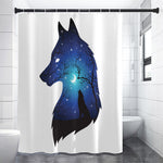 Night Forest Wolf Spirit Print Shower Curtain