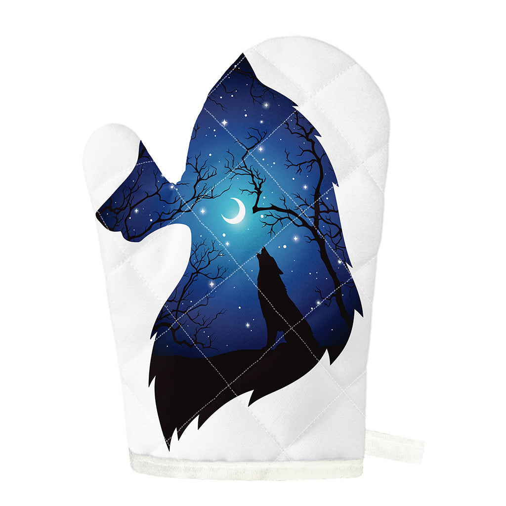 Night Forest Wolf Spirit Print Single Oven Mitt