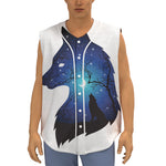 Night Forest Wolf Spirit Print Sleeveless Baseball Jersey