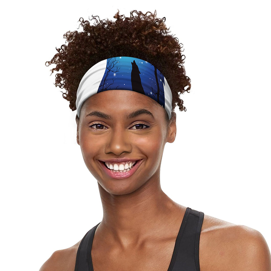 Night Forest Wolf Spirit Print Sports Headband