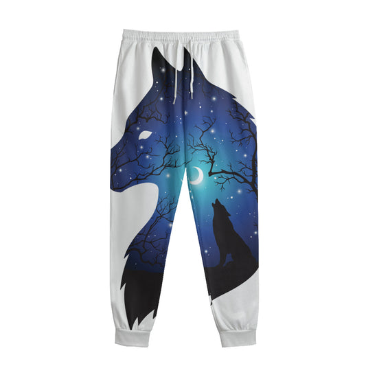 Night Forest Wolf Spirit Print Sweatpants