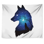 Night Forest Wolf Spirit Print Tapestry