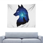 Night Forest Wolf Spirit Print Tapestry