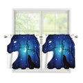 Night Forest Wolf Spirit Print Tier Curtains