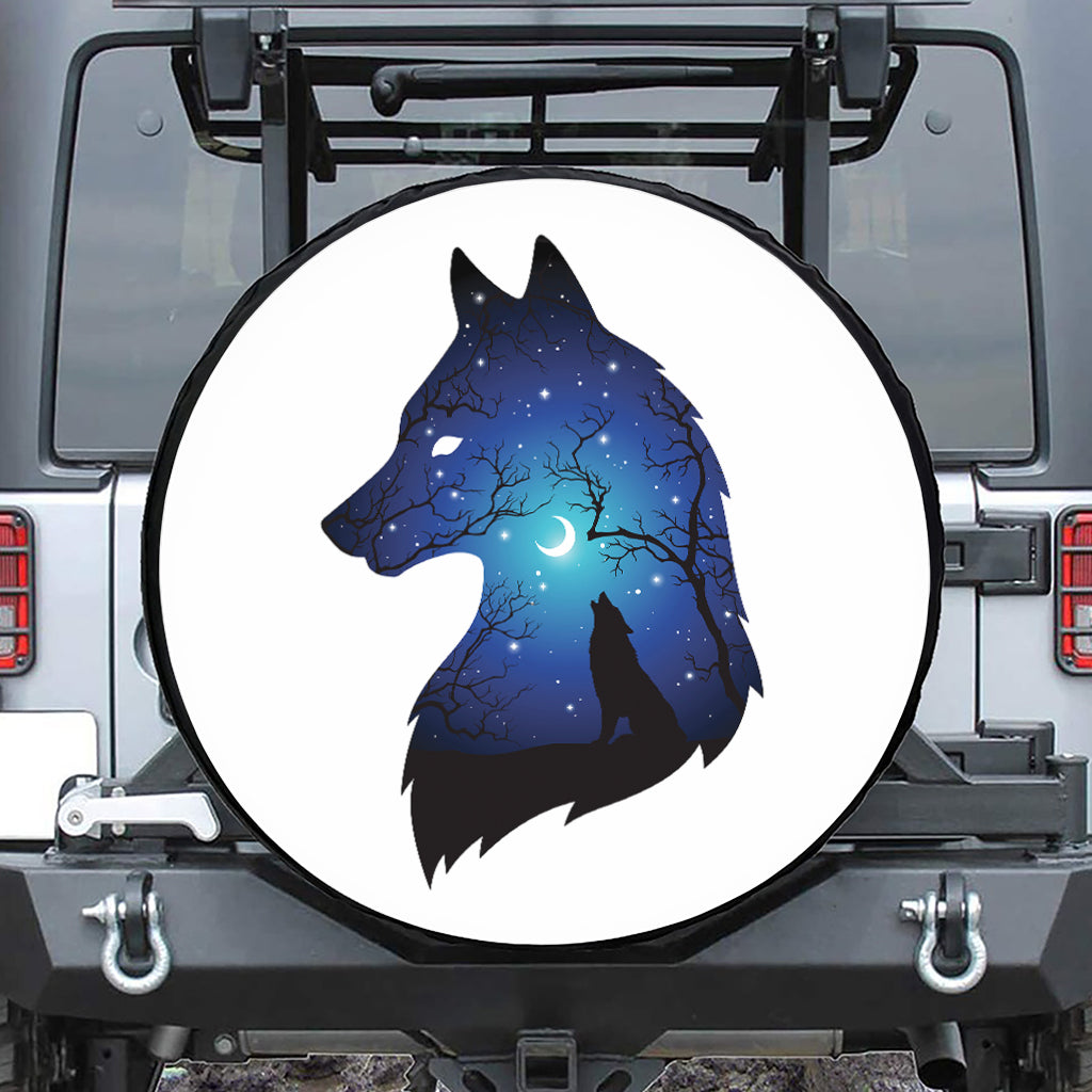 Night Forest Wolf Spirit Print Tire Cover