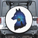 Night Forest Wolf Spirit Print Tire Cover With Camera Hole