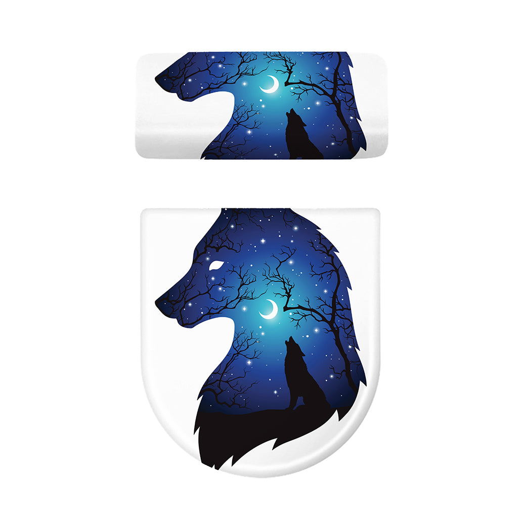 Night Forest Wolf Spirit Print Toilet Lid And Tank Cover Set