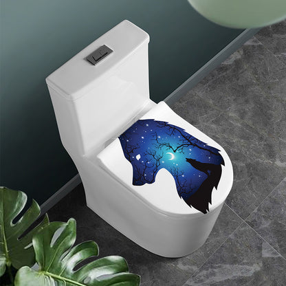Night Forest Wolf Spirit Print Toilet Lid Cover