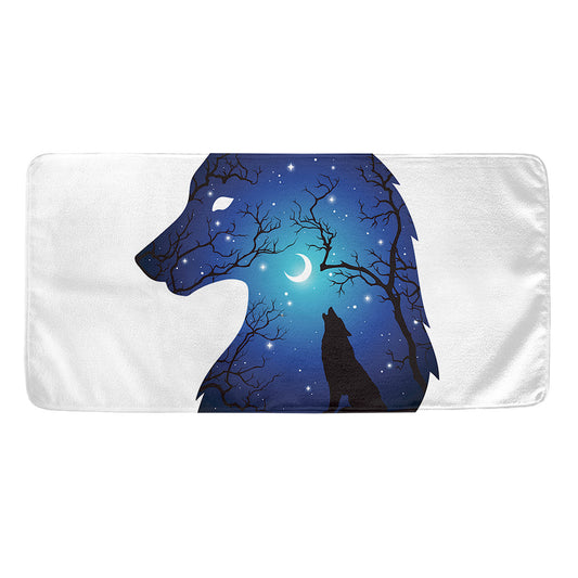 Night Forest Wolf Spirit Print Towel