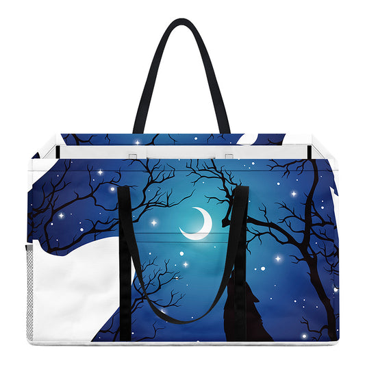 Night Forest Wolf Spirit Print Utility Tote Bag