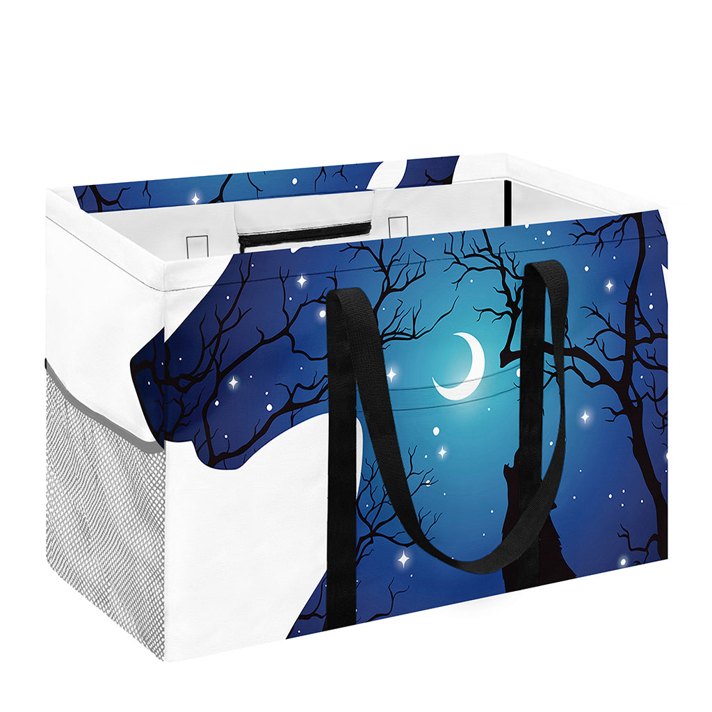 Night Forest Wolf Spirit Print Utility Tote Bag