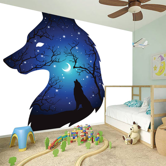 Night Forest Wolf Spirit Print Wall Sticker