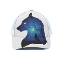 Night Forest Wolf Spirit Print White Mesh Trucker Hat