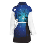 Night Forest Wolf Spirit Print Women's Bathrobe
