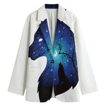 Night Forest Wolf Spirit Print Women's Blazer