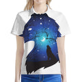 Night Forest Wolf Spirit Print Women's Polo Shirt
