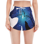 Night Forest Wolf Spirit Print Women's Split Running Shorts