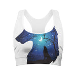 Night Forest Wolf Spirit Print Women's Sports Bra
