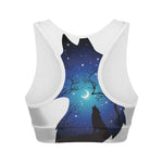 Night Forest Wolf Spirit Print Women's Sports Bra