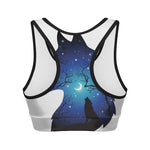 Night Forest Wolf Spirit Print Women's Sports Bra