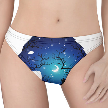 Night Forest Wolf Spirit Print Women's Thong