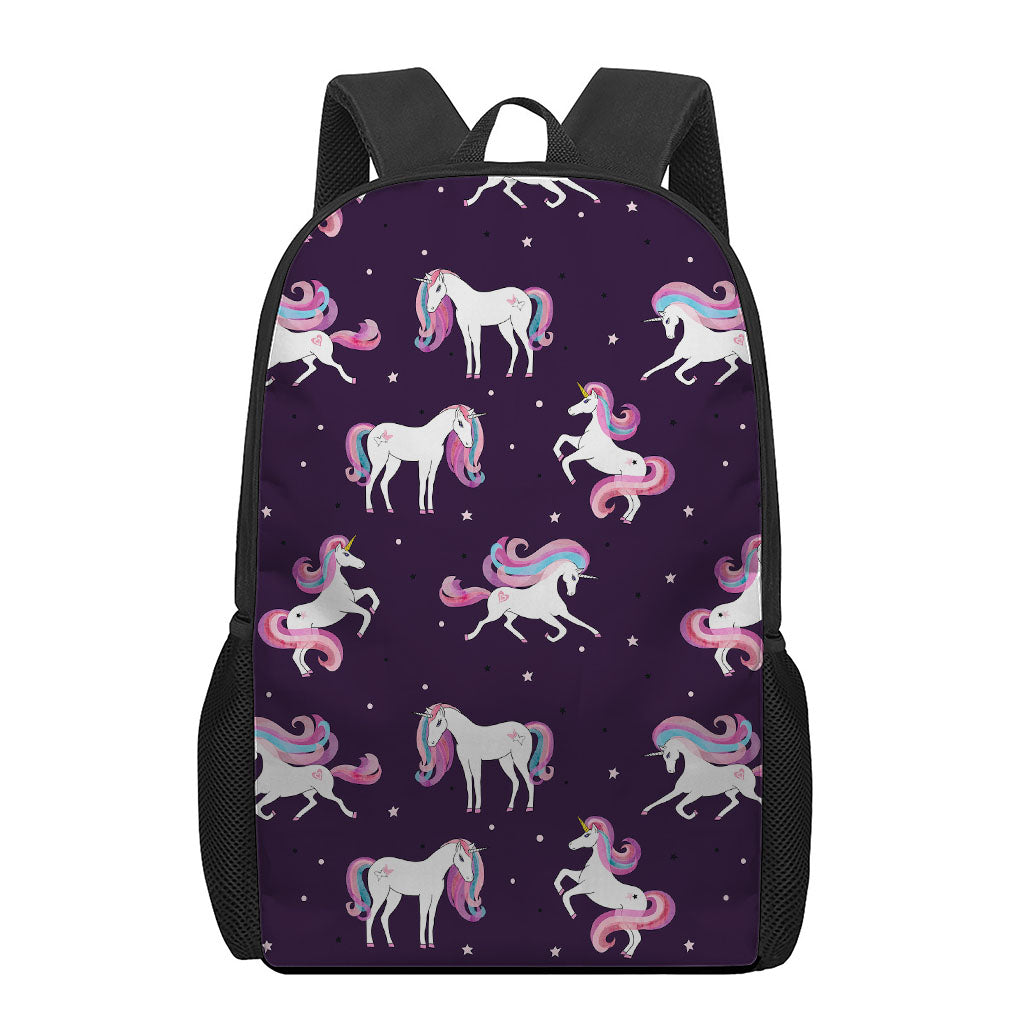 Night Girly Unicorn Pattern Print 17 Inch Backpack