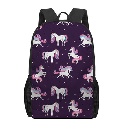 Night Girly Unicorn Pattern Print 17 Inch Backpack