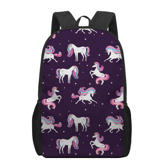 Night Girly Unicorn Pattern Print 17 Inch Backpack