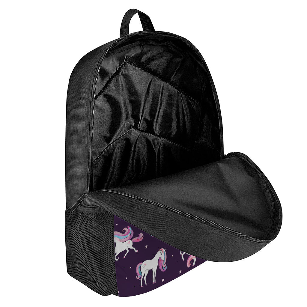 Night Girly Unicorn Pattern Print 17 Inch Backpack