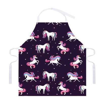 Night Girly Unicorn Pattern Print Adjustable Apron