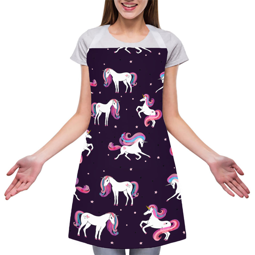 Night Girly Unicorn Pattern Print Adjustable Apron