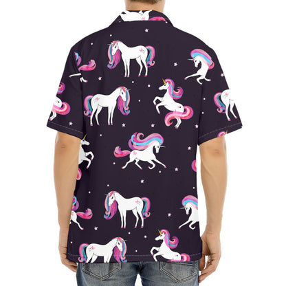 Night Girly Unicorn Pattern Print Aloha Shirt